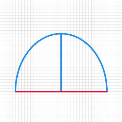 Расчет ширины основания на основе высоты дуги и ее длины